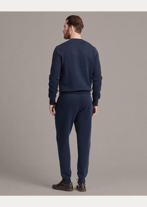 Spodnie Ralph Lauren Cotton-Blend-Fleece Pant Męskie Granatowe | FMJY5027