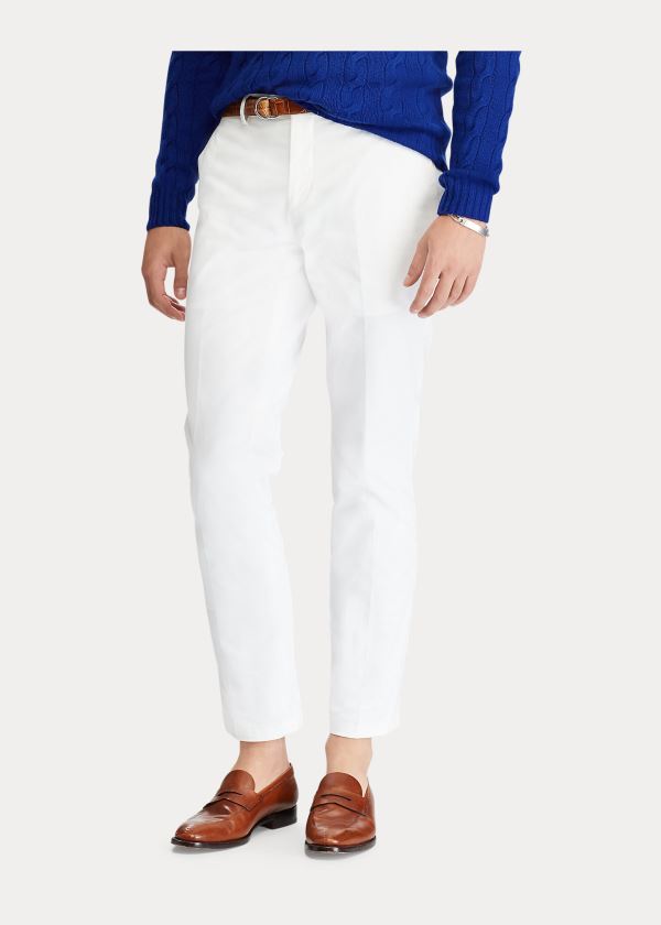 Spodnie Ralph Lauren Cotton-Blend Chino Męskie Białe | ZQBU0455