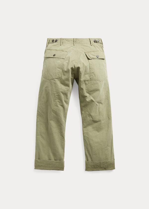 Spodnie Ralph Lauren Cotton Herringbone Pant Męskie Oliwkowe | ZNEH3429