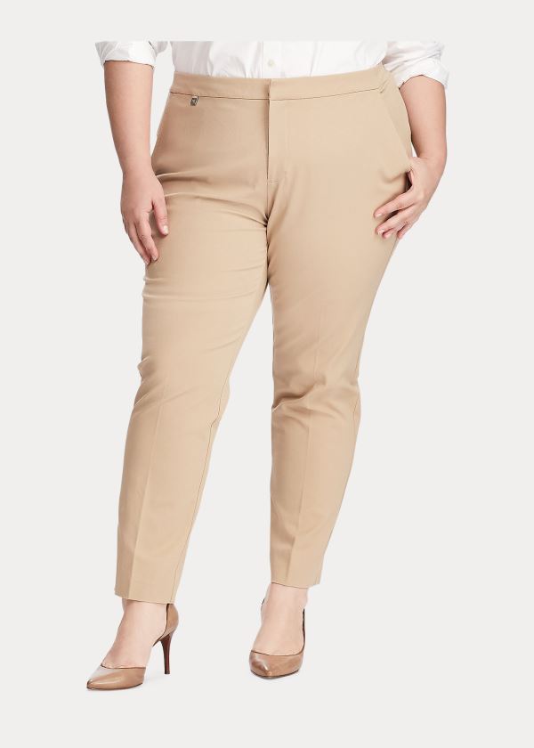 Spodnie Ralph Lauren Cotton Twill Skinny Ankle Pant Damskie Brązowe | MCHG4059