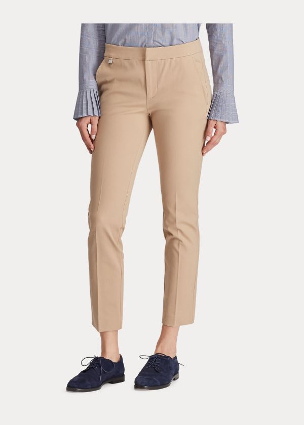 Spodnie Ralph Lauren Cotton Twill Skinny Pant Damskie Brązowe | CYHW4753