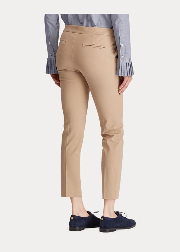 Spodnie Ralph Lauren Cotton Twill Skinny Pant Damskie Brązowe | CYHW4753