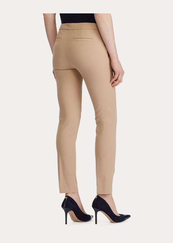 Spodnie Ralph Lauren Cotton Twill Skinny Ankle Pant Damskie Brązowe | ZYVR5514