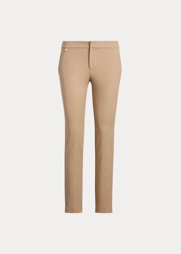 Spodnie Ralph Lauren Cotton Twill Skinny Ankle Pant Damskie Brązowe | ZYVR5514