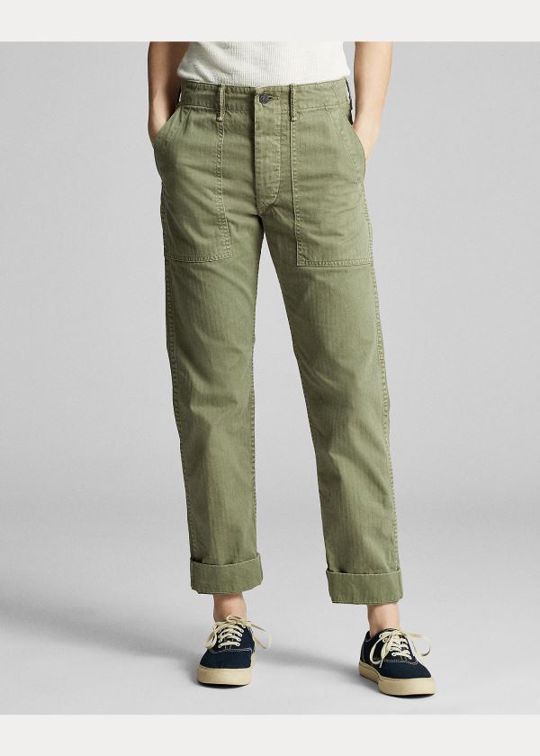 Spodnie Ralph Lauren Cotton Utility Pant Damskie Oliwkowe | WUIC5456