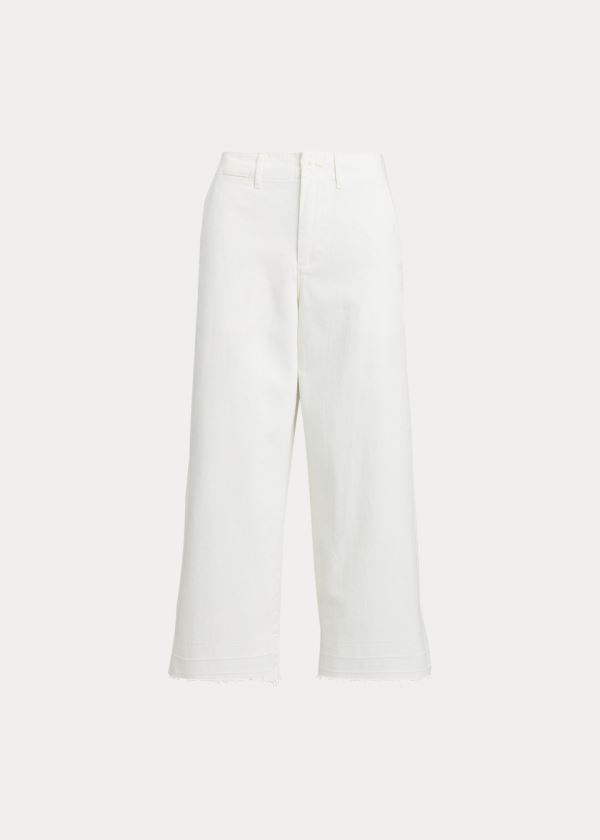 Spodnie Ralph Lauren Cropped Wide-Leg Twill Pant Damskie Białe | DXUR1814