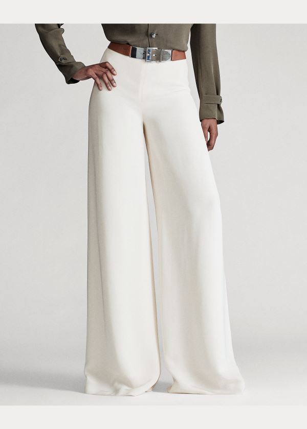 Spodnie Ralph Lauren Daria Crepe Marocain Pant Damskie Kremowe | ZQBQ0551