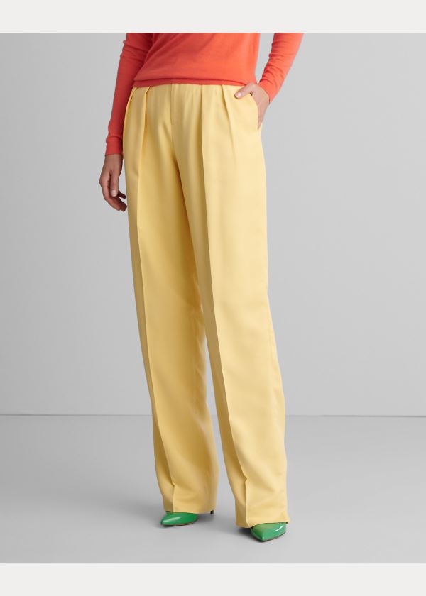 Spodnie Ralph Lauren Ferra Silk Gabardine Pant Damskie Żółte | MOLX2430