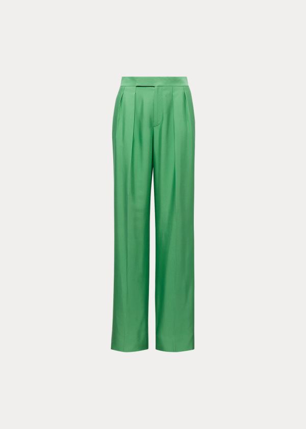 Spodnie Ralph Lauren Ferra Silk Gabardine Pant Damskie Zielone | JAKW7341