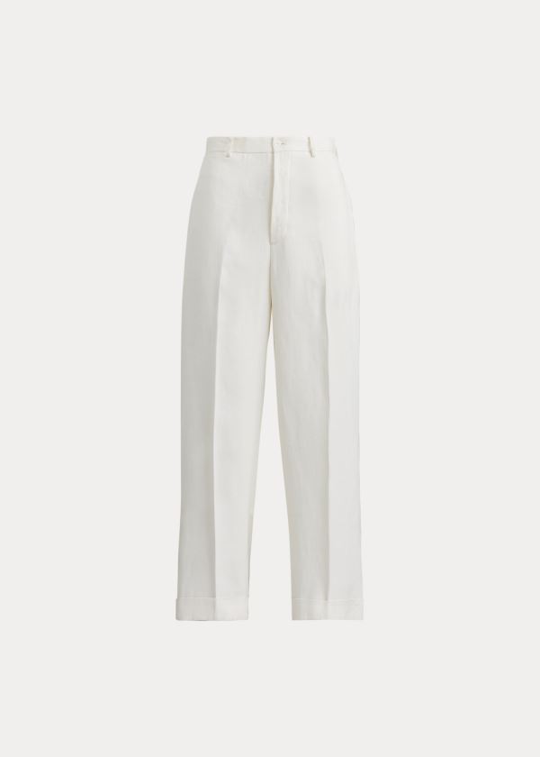 Spodnie Ralph Lauren Gemma Linen Pant Damskie Białe | HUOS3109