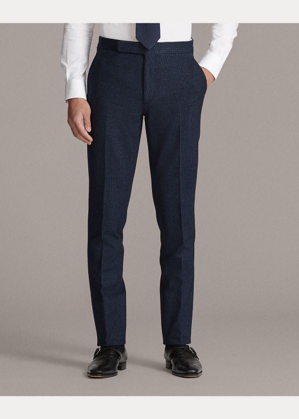 Spodnie Ralph Lauren Gregory Piqu? Suit Trouser Męskie Granatowe Czarne | DBMX5278