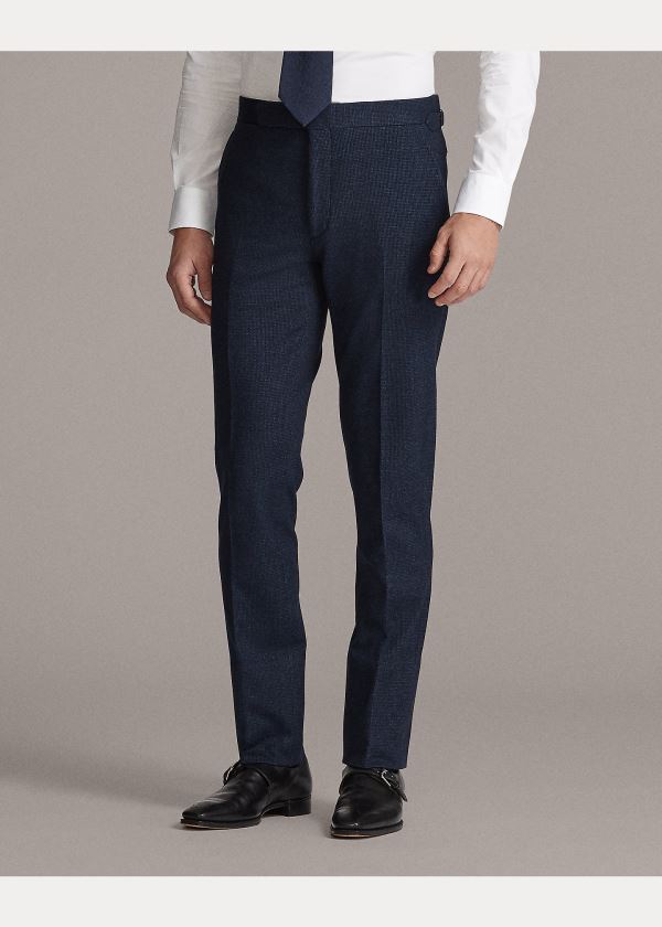 Spodnie Ralph Lauren Gregory Piqu? Suit Trouser Męskie Granatowe Czarne | DBMX5278