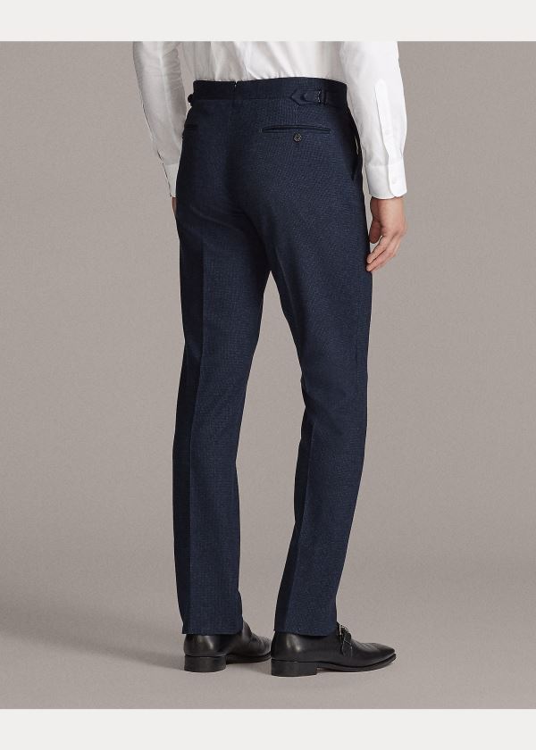 Spodnie Ralph Lauren Gregory Piqu? Suit Trouser Męskie Granatowe Czarne | DBMX5278