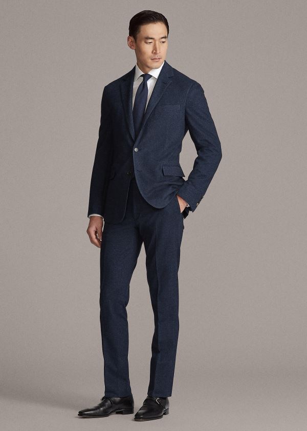 Spodnie Ralph Lauren Gregory Piqu? Suit Trouser Męskie Granatowe Czarne | DBMX5278