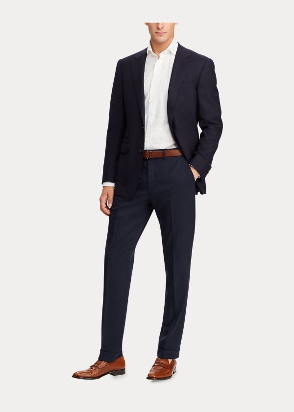 Spodnie Ralph Lauren Gregory Wool Gabardine Trouser Męskie Ciemny Granatowe | QWZC7977