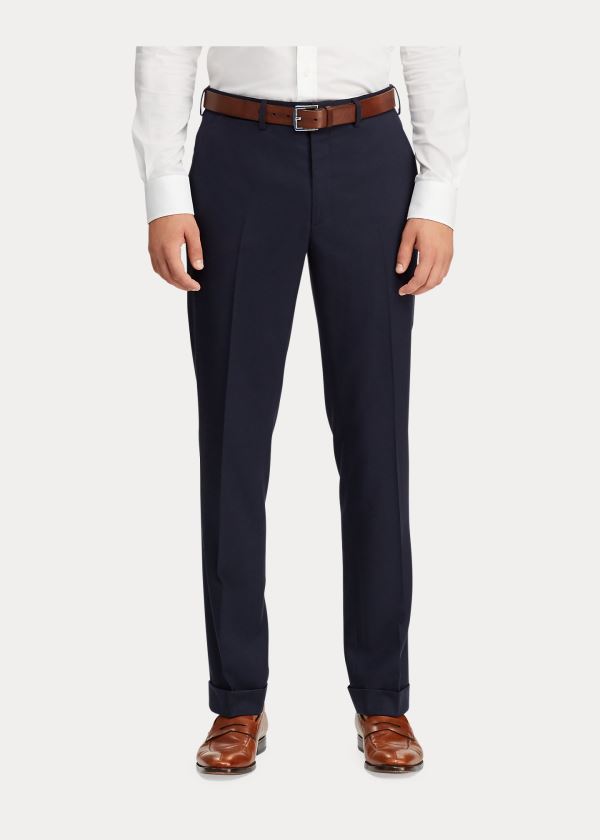 Spodnie Ralph Lauren Gregory Wool Gabardine Trouser Męskie Ciemny Granatowe | QWZC7977