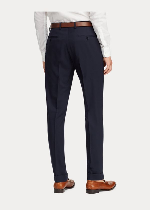 Spodnie Ralph Lauren Gregory Wool Gabardine Trouser Męskie Ciemny Granatowe | QWZC7977