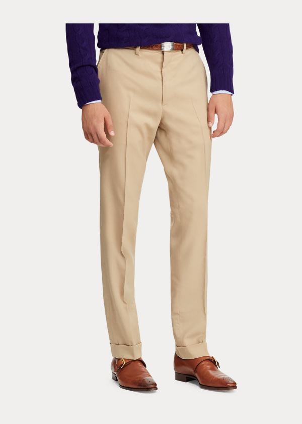 Spodnie Ralph Lauren Gregory Wool Gabardine Trouser Męskie Brązowe | FRRS8595