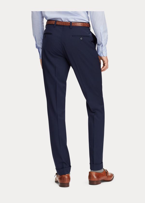 Spodnie Ralph Lauren Gregory Wool Serge Trouser Męskie Granatowe | SPZV0078