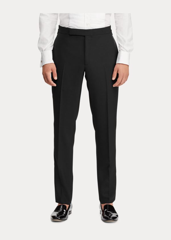 Spodnie Ralph Lauren Gregory Wool Tuxedo Trouser Męskie Czarne | DHFK5652