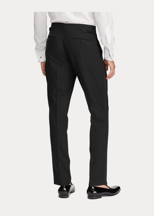 Spodnie Ralph Lauren Gregory Wool Tuxedo Trouser Męskie Czarne | DHFK5652