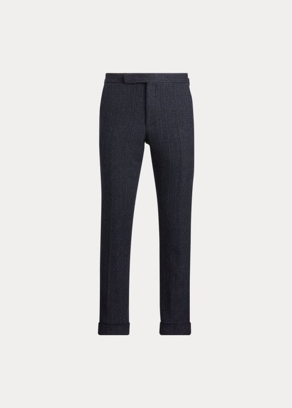 Spodnie Ralph Lauren Herringbone Suit Trouser Męskie Czarne Granatowe | GSFV5935