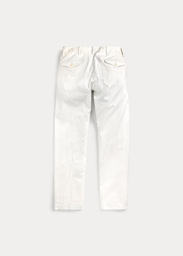 Spodnie Ralph Lauren Herringbone Twill Chino Pant Męskie Białe | KQNJ9547