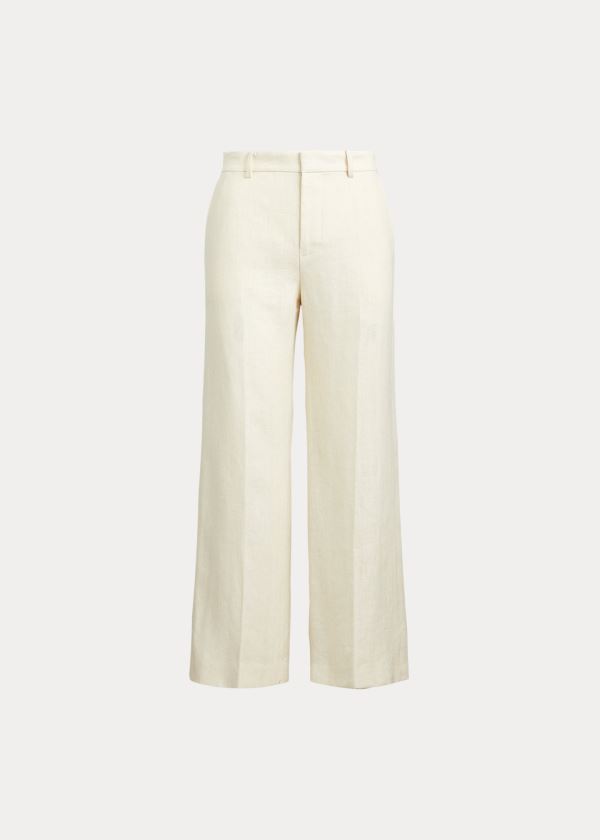 Spodnie Ralph Lauren Herringbone Wide-Leg Pant Damskie Kremowe | GIRF5787