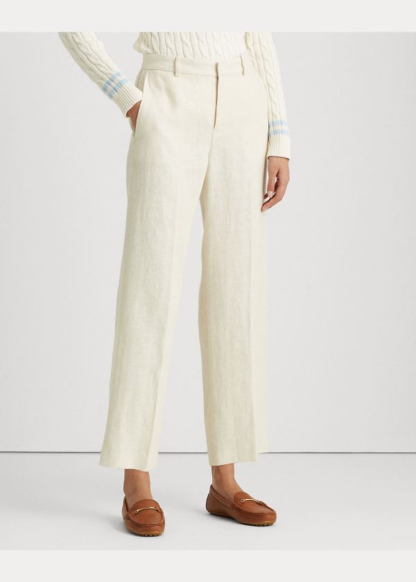 Spodnie Ralph Lauren Herringbone Wide-Leg Pant Damskie Kremowe | GIRF5787