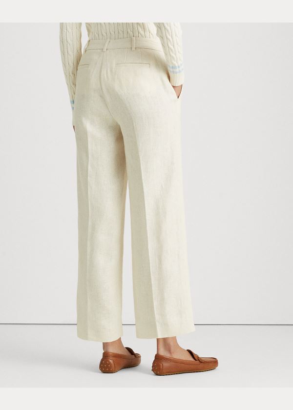 Spodnie Ralph Lauren Herringbone Wide-Leg Pant Damskie Kremowe | GIRF5787