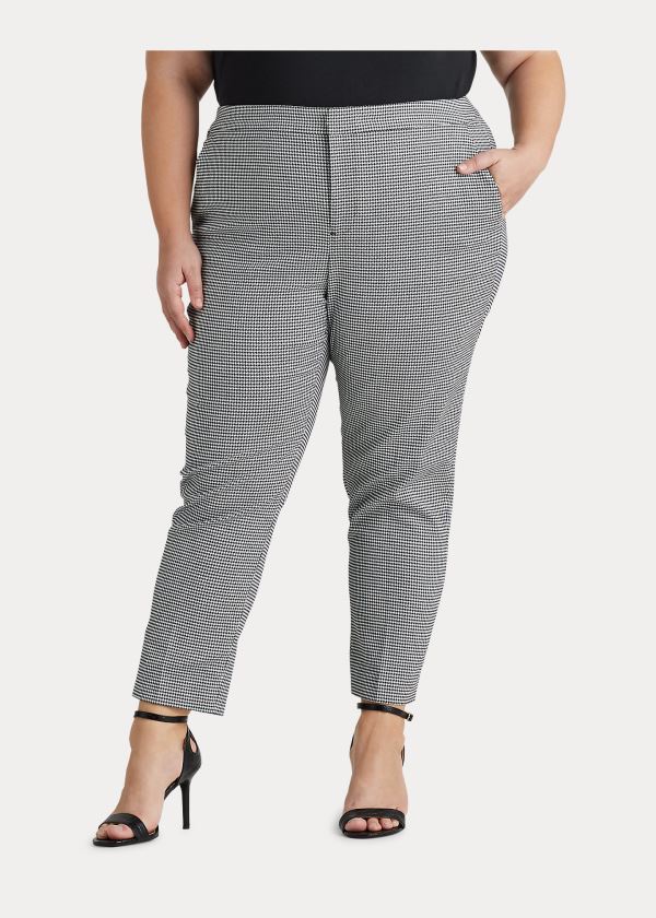 Spodnie Ralph Lauren Houndstooth Cotton-Blend Pant Damskie Czarne Białe | ZUON6289