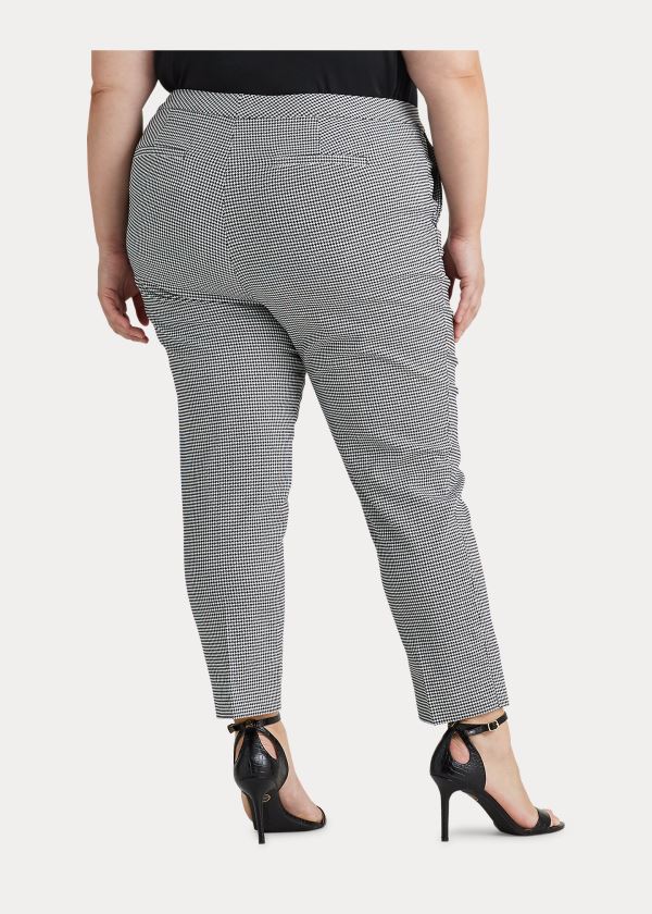 Spodnie Ralph Lauren Houndstooth Cotton-Blend Pant Damskie Czarne Białe | ZUON6289