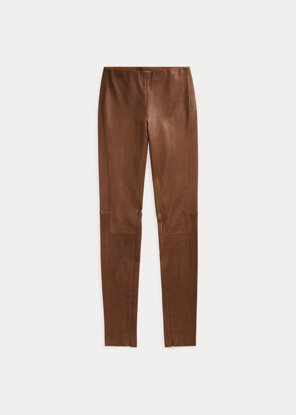 Spodnie Ralph Lauren Leather Skinny Pant Damskie Brązowe | TAJO5143