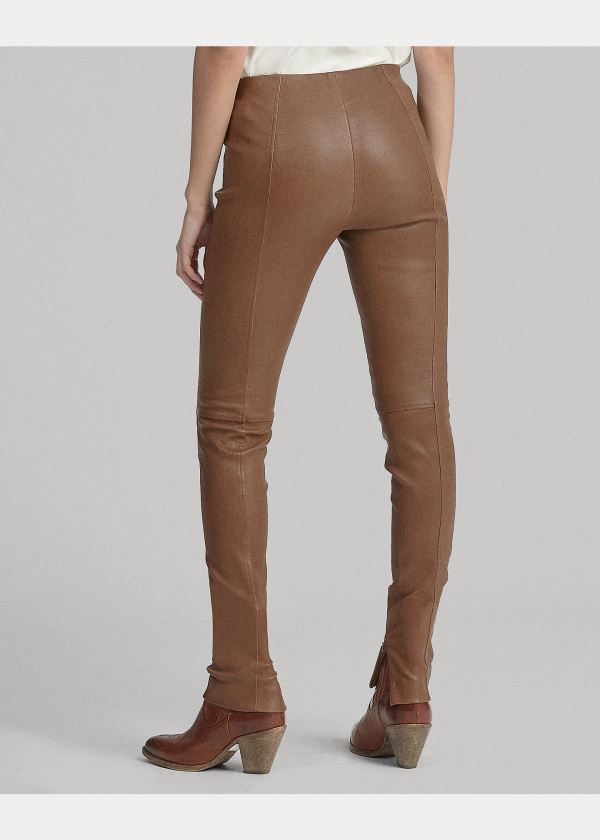 Spodnie Ralph Lauren Leather Skinny Pant Damskie Brązowe | TAJO5143