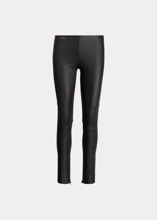 Spodnie Ralph Lauren Leather Skinny Pant Damskie Czarne | NAIG4749