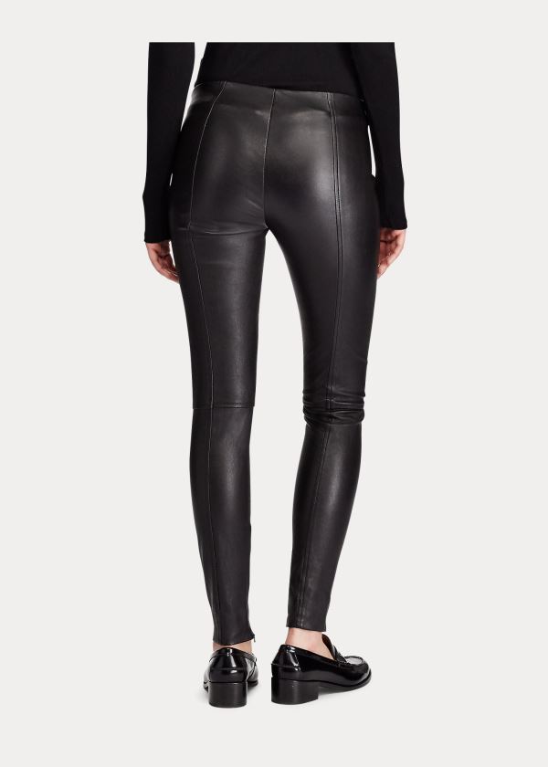 Spodnie Ralph Lauren Leather Skinny Pant Damskie Czarne | NAIG4749