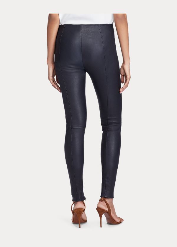 Spodnie Ralph Lauren Leather Skinny Pant Damskie Granatowe | CYLQ6597