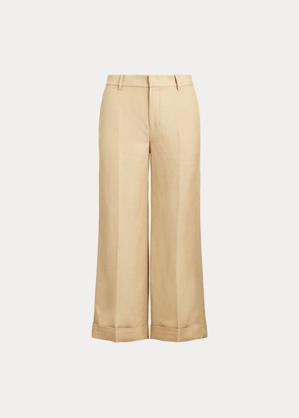 Spodnie Ralph Lauren Linen-Blend Wide-Leg Pant Damskie Brązowe | DMSF7244