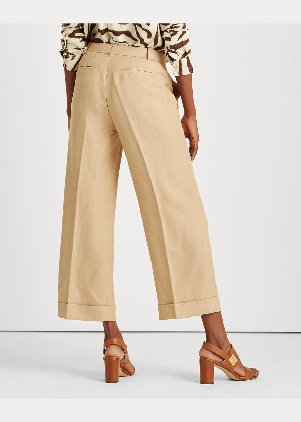 Spodnie Ralph Lauren Linen-Blend Wide-Leg Pant Damskie Brązowe | DMSF7244