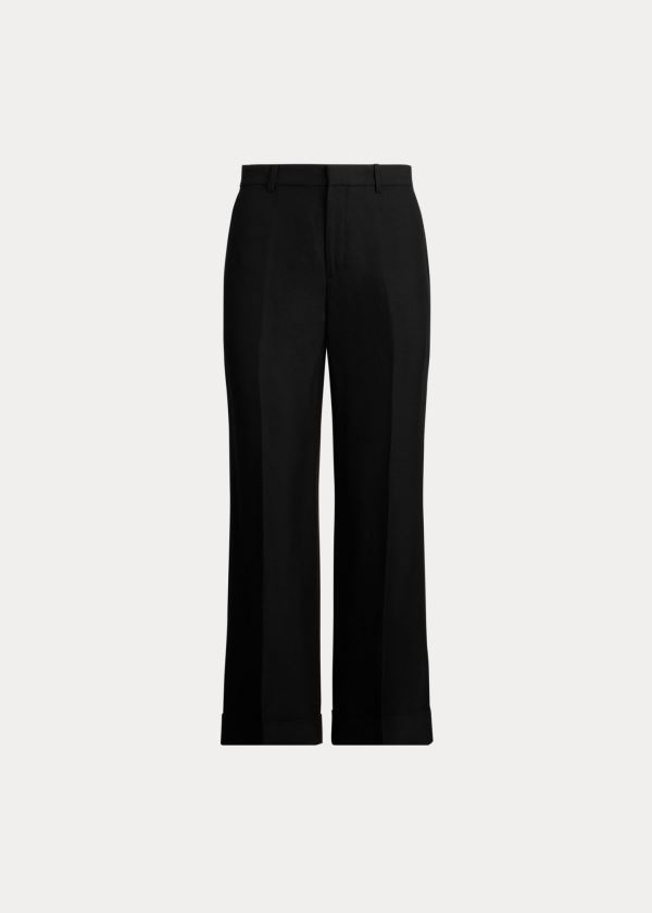 Spodnie Ralph Lauren Linen-Blend Wide-Leg Pant Damskie Czarne | ZEWN8660