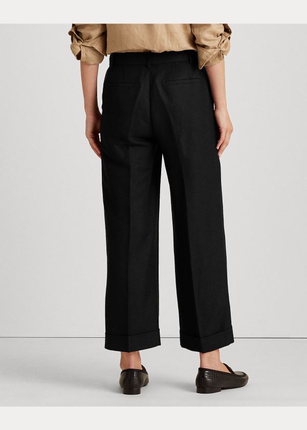 Spodnie Ralph Lauren Linen-Blend Wide-Leg Pant Damskie Czarne | ZEWN8660