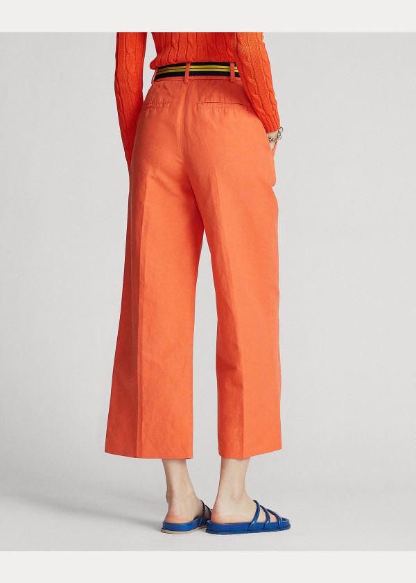 Spodnie Ralph Lauren Linen-Blend Wide-Leg Pant Damskie Pomarańczowe | KERH1751