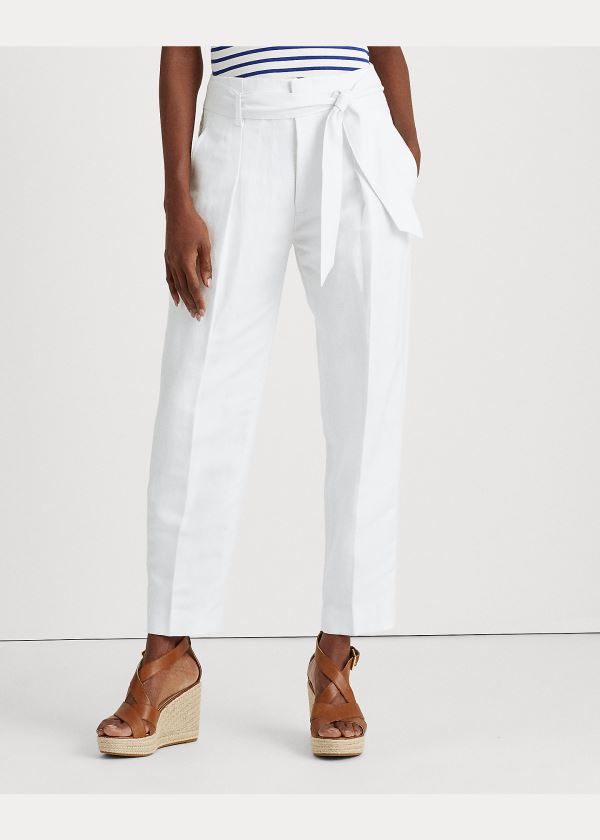 Spodnie Ralph Lauren Linen-Twill Cropped Pant Damskie Białe | XRTL3630