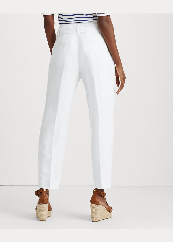 Spodnie Ralph Lauren Linen-Twill Cropped Pant Damskie Białe | XRTL3630