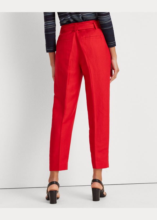 Spodnie Ralph Lauren Linen-Twill Cropped Pant Damskie Czerwone | VJEL6961