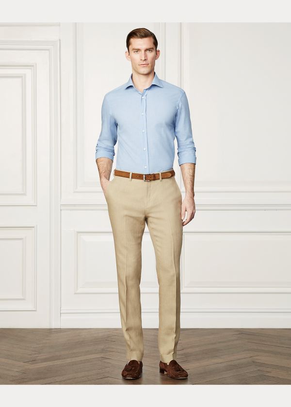 Spodnie Ralph Lauren Linen Pant Męskie Khaki | KMOV0582