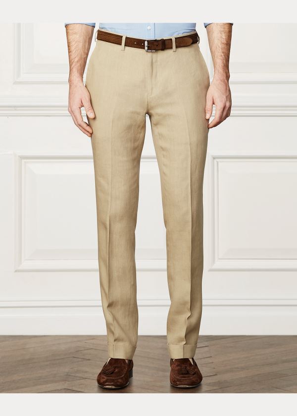 Spodnie Ralph Lauren Linen Pant Męskie Khaki | KMOV0582