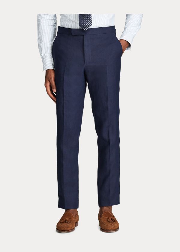 Spodnie Ralph Lauren Linen Trouser Męskie Ciemny Granatowe | NBIO7911