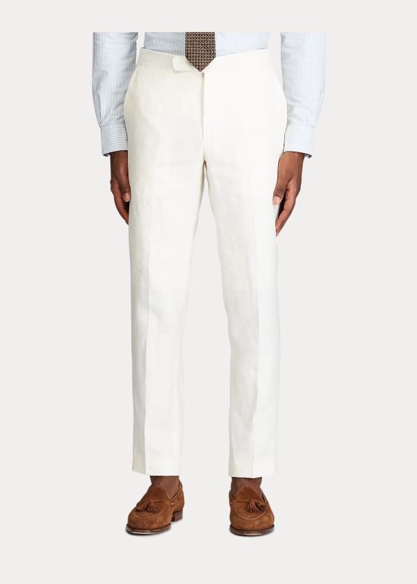 Spodnie Ralph Lauren Linen Trouser Męskie Głęboka Kremowe | BCKJ1574