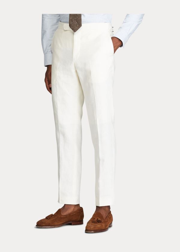 Spodnie Ralph Lauren Linen Trouser Męskie Głęboka Kremowe | BCKJ1574